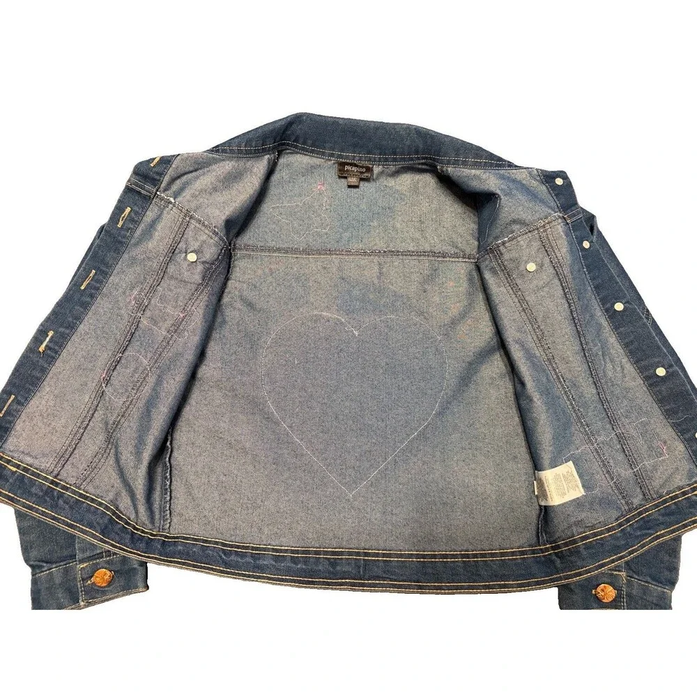 Upcycled Custom Designed Girl’s Denim Jacket- Sz 12- Butterfly, Love, Smiley